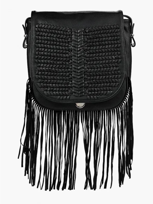 Bcbgeneration Black Braided Fringe Crossbody
